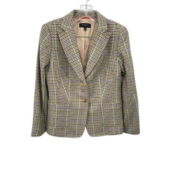 Talbots Classic Shetland Blazer Morning Plaid Wool Blend Size 6 Petite 6P - Picture 1 of 10